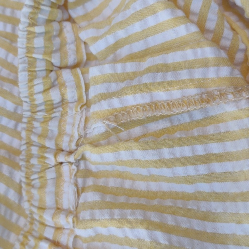 Vintage Handmade Yellow Striped Seersucker Pants L - Picture 8 of 9